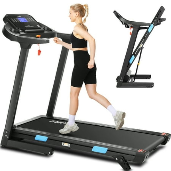 FUNMILY 3.25HP Treadmill with Auto 12% Incline Folding Treadmill for Home&Office Speed Range 0.6~10mph 300 lbs Weight Capacity