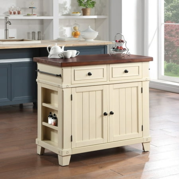 Madison Kitchen Island in White Finish Engineered Wood