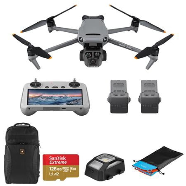 Mavic 3 Pro Drone Fly More Combo with RC 128GB microSD Card Backpack Anti-Collision Light Landing Pad