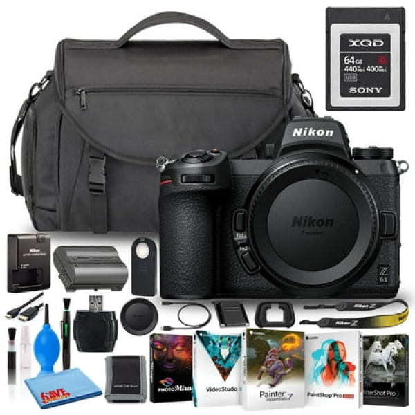 Nikon Z 6II 24.5MP Mirrorless Digital Camera (Body Only) (1659) (Model) Bundle with Sony 64GB XQD Memory Card + Digital Camera Bag + Corel Editing Software + Much More