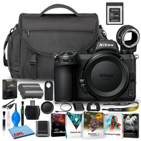 Nikon Z 6II 24.5MP Mirrorless Digital Camera (Body Only) (1659) (Model) Bundle with Sony 64GB XQD Memory Card + Nikon FTZ Adapter + Camera Bag + Corel Editing Software