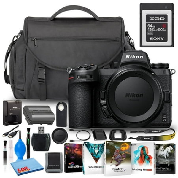 Nikon Z 7II 45.7MP Mirrorless Digital Camera (Body Only) (1653) (Model) Bundle with Sony 64GB XQD Memory Card + Digital Camera Bag + Corel Editing Software + Much More