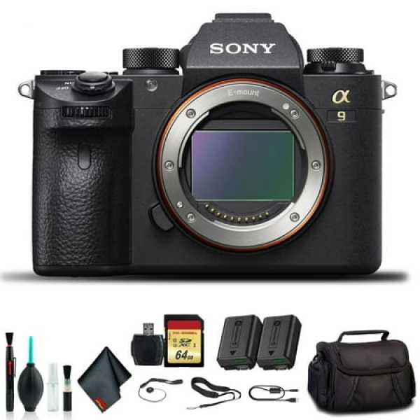 Sony Alpha a9 Mirrorless Camera ILCE9/B With Soft Bag Additional Battery 64GB Memory Card Card Reader Plus Essential Accessories