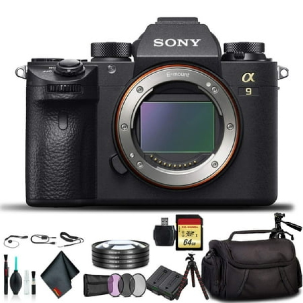 Sony Alpha a9 Mirrorless Camera ILCE9/B With Soft Bag Tripod Additional Battery 64GB Memory Card Card Reader Plus Essential Accessories