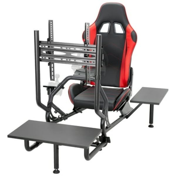 VIVO Racing Simulator Cockpit with Wheel Stand Gear Mount TV Mount Shelf Kit