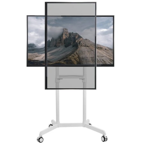 VIVO White Mobile Portrait to Landscape TV Cart for 32 to 88 Flat Screens