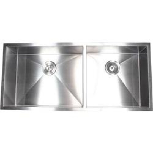 42 in. Undermount Double Bowl 60 by 40 Zero Radius Kitchen Sink - Stainless Steel