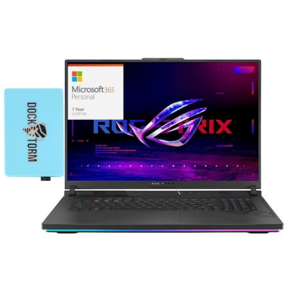 ASUS ROG Strix G18 Gaming Laptop (Intel i9-13980HX 24-Core 18in 240 Hz Wide QXGA (2560x1600) GeForce RTX 4070 16GB DDR5 5600MHz RAM Win 11 Pro) with Microsoft 365 Personal Dockztorm Hub