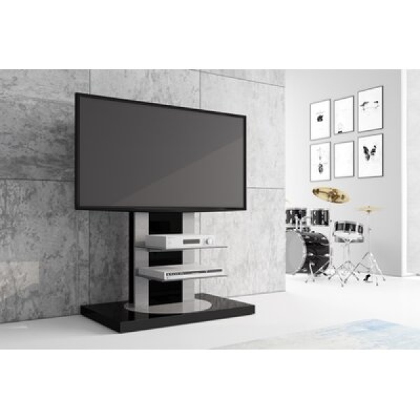 Annike Floor Stand Mount for Greater than 50" Screens with Shelving, Holds up to 90 lbs