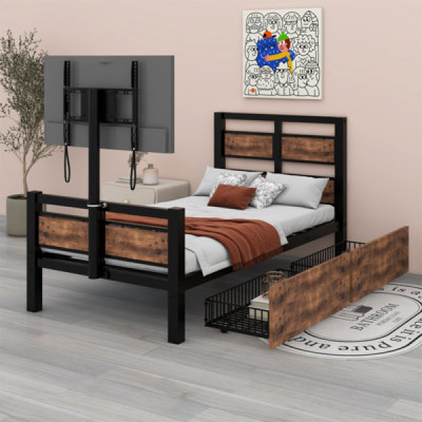 Bristy Metal Panel Storage Bed