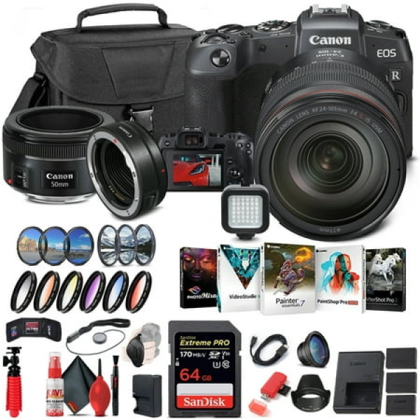 Canon EOS RP Mirrorless Camera with 24-105mm Lens (3380C012) + Canon EF + More