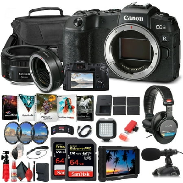 Canon EOS RP Mirrorless Digital Camera (3380C002) + 4K Monitor + More