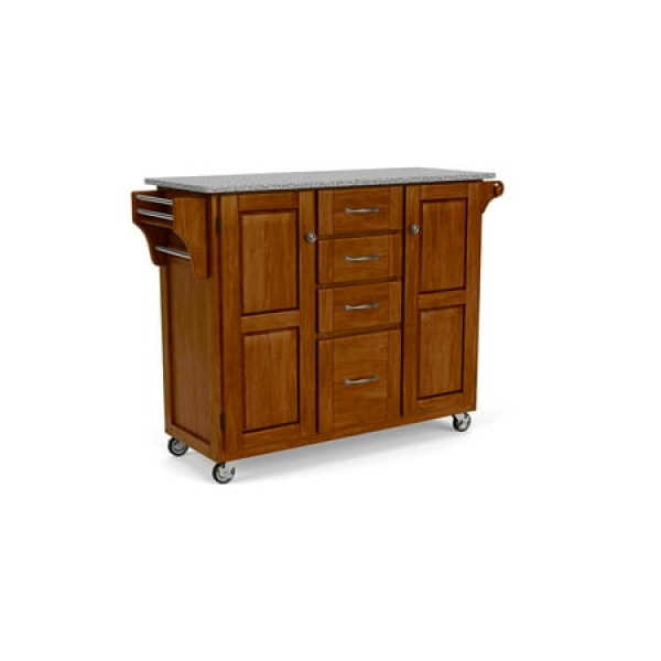 Homestyles Create-a-Cart Solid Wood Kitchen Cart in Cherry with Granite Top