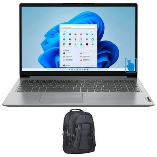 Lenovo Ideapad 1i School/Business Laptop (Intel i3-1215U 6-Core 15.6in 60 Hz Touch Full HD (1920x1080) Intel UHD 12GB RAM 256GB PCIe SSD Wifi Webcam Win 11 Pro) with Premium Backpack