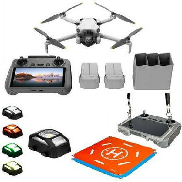 Mini 4 Pro Drone Fly More Combo Bundle with Claw Lanyard Mounting System Landing Pad and Strobe Light