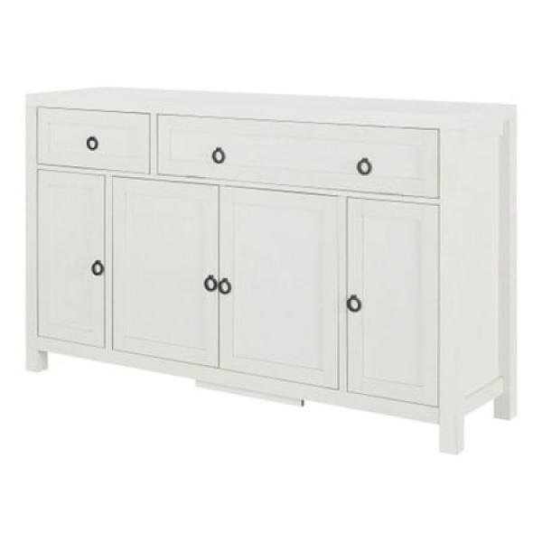 Retro Style Large Storage Space Sideboard with Flip Door and 1 Drawer 4 Height-Adjustable Cabinets Suitable - Antique White