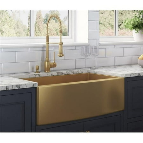 Ruvati Rvh9660 Terraza 30 Farmhouse Apron-Front Single Basin Stainless Steel Kitchen Sink