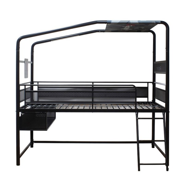 X-Rocker Contra Mid-Sleeper Twin Gaming Bed Frame with TV Mount, Black