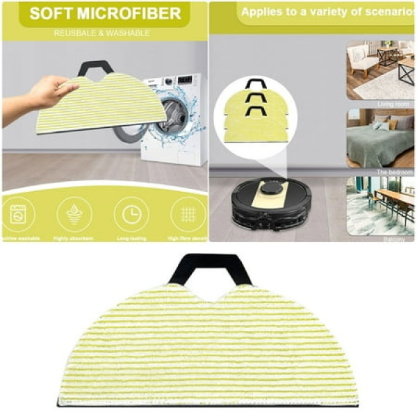 360 Mop Heads Mop Handle Spray Mops for Floor Cleaning Spray Mop Wall Cleaning Mop Adapted RV2001 2002WD AV2001 2000WD Sweeper Robot Mop Accessories Reusable Hard Floor Cloths Expert Wet Replacement