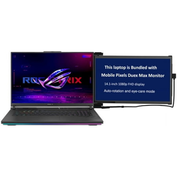 ASUS ROG Strix G18 Gaming Laptop (Intel i9-13980HX 24-Core 18in 240 Hz Wide QXGA (2560x1600) GeForce RTX 4070 16GB DDR5 5600MHz RAM 1TB PCIe SSD Backlit KB Win 11 Pro) with Duex Max DS Monitor