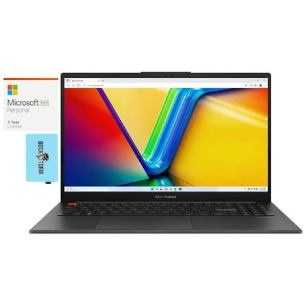 ASUS Vivobook Home/Business Laptop (Intel i9-13900H 14-Core 15.6in 120 Hz 3K UHD (2880x1620) Intel Iris Xe 16GB LPDDR5 4800MHz RAM Win 11 Pro) with Microsoft 365 Personal Dockztorm Hub