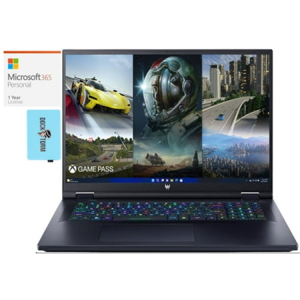 Acer Helios 18 Gaming Laptop (Intel i7-13700HX 16-Core 18in 165 Hz Wide UXGA (1920x1200) GeForce RTX 4060 16GB DDR5 4800MHz RAM 4TB PCIe SSD Win 11 Pro) with Microsoft 365 Personal Dockztorm Hub