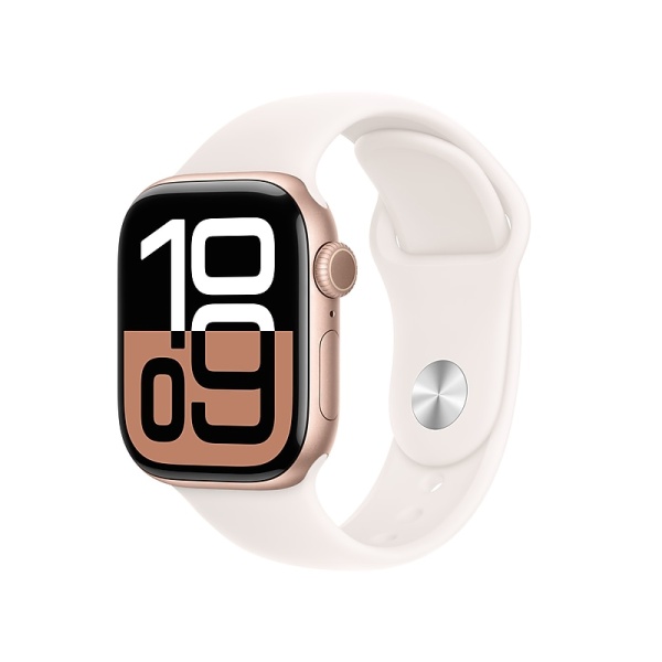 Apple Watch Series 10 GPS Smartwatch, 42mm, Rose Gold Aluminum Case with Light Blush Sport Band, Medium/Large (MWWJ3LW/A)