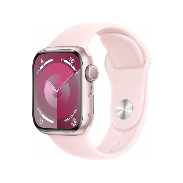 Apple Watch Series 9 (GPS) Smartwatch, 41mm, Pink Aluminum Case with Light Pink Sport Band, S/M (MR933LL/A)