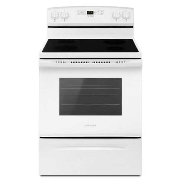 Brand New Amana® AER6303MFW - Freestanding 30 Electric Range - White - with Extra Large Oven Window 46 H x 27 D x 29 W