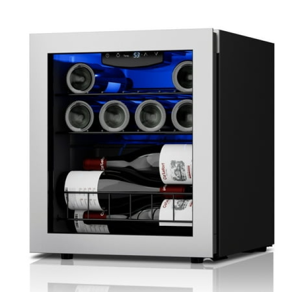 Ca Lefort Wine Refrigerator Cooler,12 Bottle Mini Wine Fridge Freestanding Wine Cellar with Glass Door