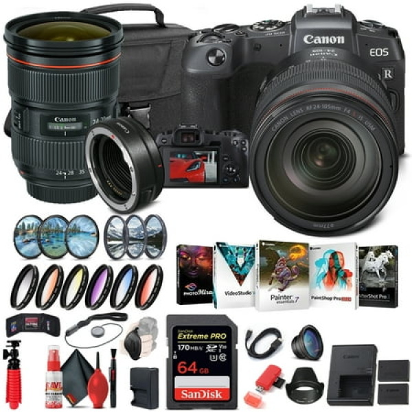 Canon EOS RP Mirrorless Camera with 24-105mm Lens (3380C012) + Canon EF + More