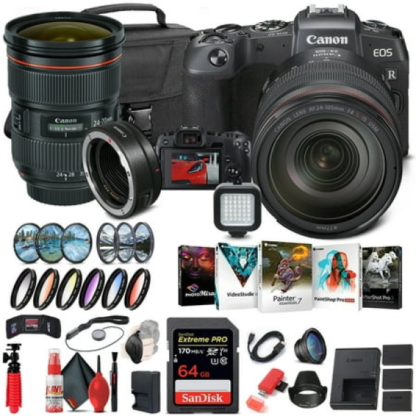 Canon EOS RP Mirrorless Camera with 24-105mm Lens (3380C012) + Canon EF + More