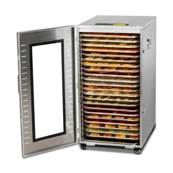 Commercial Food-Dehydrator Machine 22 Trays Large Food-Dehydrator for Jerky 104ºF-194ºF Fruit Dehydrator with 6 Silicone Dehydrator Trays Hooks Hanging Rack