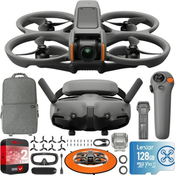 DJI Avata 2 FPV Drone Fly More Combo (1 Battery) with Camera 4K Including Goggles 3 and RC Motion 3 Immersive Experience Built-in Propeller Guard POV Content Bundle with Deco Gear Accessories