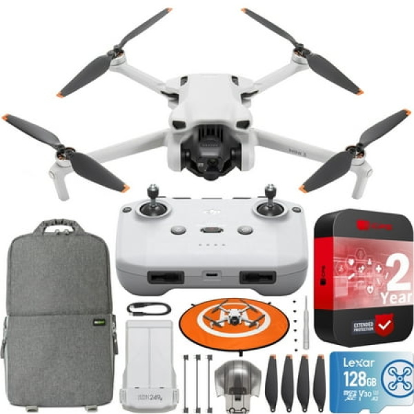 DJI Mini 3 Camera Drone Quadcopter with RC-N1 Remote (No Screen) 4K Video 38min Flight Time True Vertical Shooting Intelligent Modes Bundle with Deco Gear Backpack + 128GB Card & Accessories