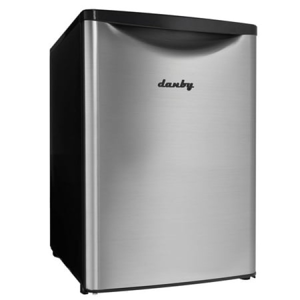 Danby Designer 2.6 Cubic Foot Steel Home Fridge Compact Refrigerator Stainless