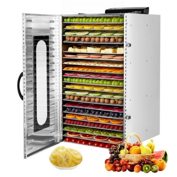 Food Dehydrator 20 Stainless Steel Trays Dehydrators for Food and Jerky Herbs Fruit Dehydrator Machine with Digital Timer and Temperature Control Overheat Protection