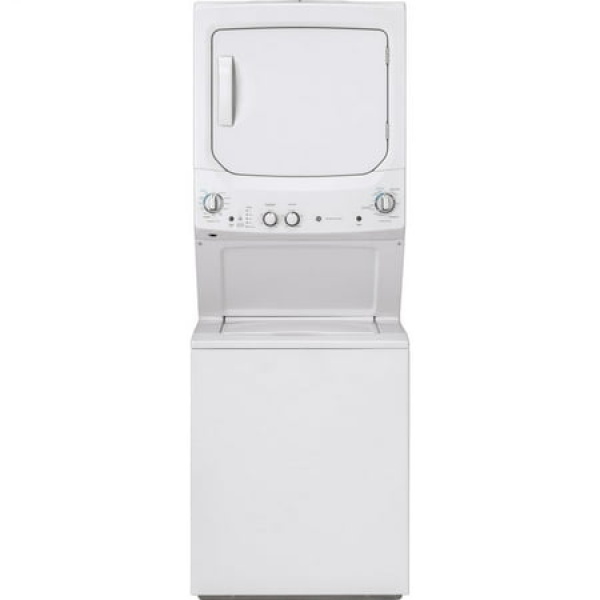 GE GUD27ESSMWW 27 Spacemaker Series Washer and Electric Dryer with Multi wash Cycles Rinse Temperature Auto Loading Sensing Rotary Electronic Controls and Spin Speed Combination in White