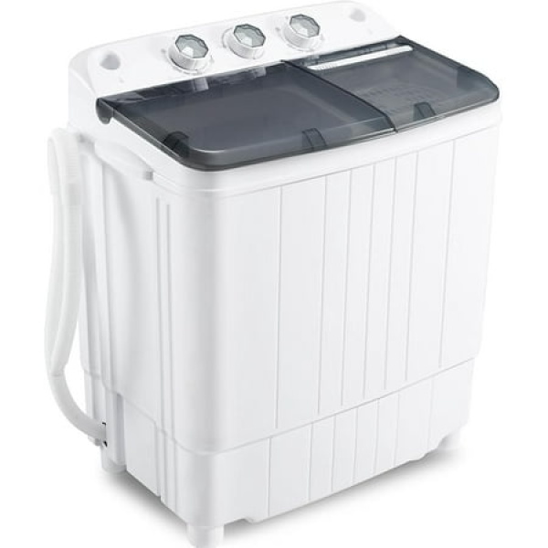 HOMGUAVA Portable Washing Machine 20LBS Washer & Dryer Combo Twin Tub Laundry Washer with Gravity Drain Pump Gray+White