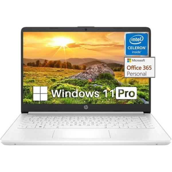 HP 14 Laptop for Student Business Intel Quad-Core N4120 16GB RAM 64GB eMMC 1-Year Microsoft 365 Windows 11 Pro Stream Series Long Battery Life Ultra Light Webcam WiFi