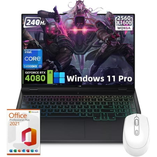 Lenovo Legion Pro 7i Gen 9 Gaming Laptop Intel Core i9-14900HX NVIDIA GeForce RTX 4080 16 WQXGA(2560x1600) IPS 240Hz 64GB DDR5 2TB SSD Windows 11 Pro with Microsoft Office License