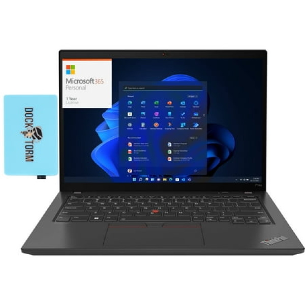 Lenovo ThinkPad P14s G4 Workstation Laptop (Intel i7-1360P 12-Core 14.0in 60 Hz 2.8K (2880x1800) Nvidia RTX A500 16GB LPDDR5X 4800MHz RAM Win 11 Pro) with Microsoft 365 Personal Dockztorm Hub