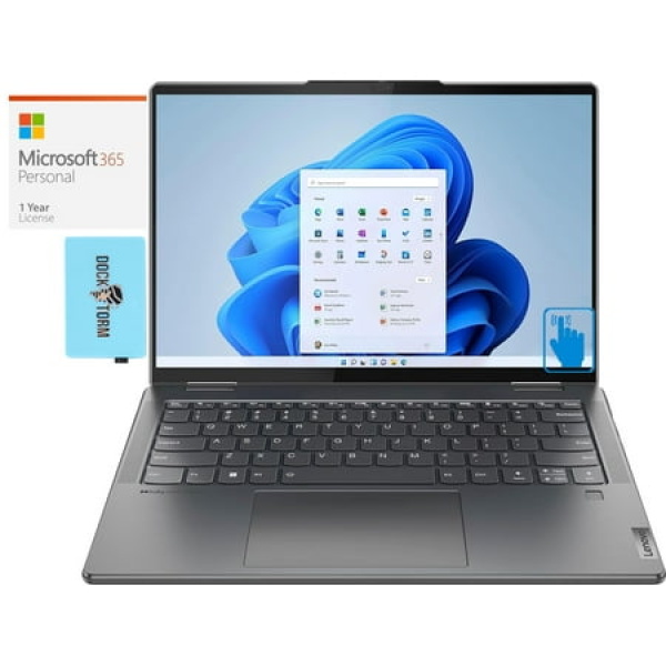 Lenovo Yoga 7i Home/Business 2-in-1 Laptop (Intel Ultra 7-155U 12-Core 14.0in 60 Hz Touch Wide UXGA (1920x1200) Intel Graphics Win 11 Pro) with Microsoft 365 Personal Dockztorm Hub