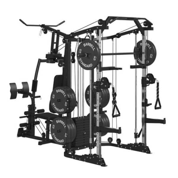 Mikolo Smith Machine Power Cage Multi-Function Home Gym System with Cable Crossover 138LB Weight Stack