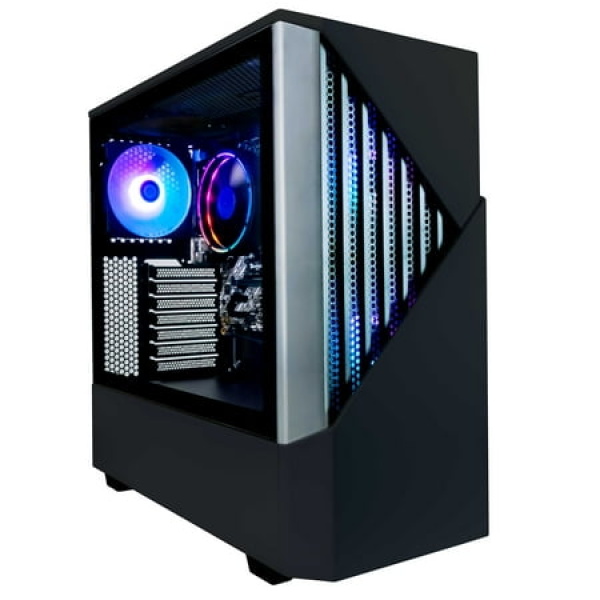 Periphio Reaper Prebuilt Gaming PC - AMD Ryzen 5 5600G CPU (4.4GHz Turbo) 16GB DDR4 RGB RAM Radeon Vega 7 Graphics 2TB NVMe Solid State SSD Windows 11 Gaming Desktop Computer WiFi + BT