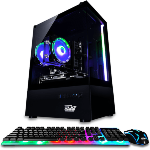 SAAV X2 Gaming PC - Intel Core i5 3.4GHz 16GB RAM AMD RX580 8GB GDDR5 512GB SSD WiFi Windows 10