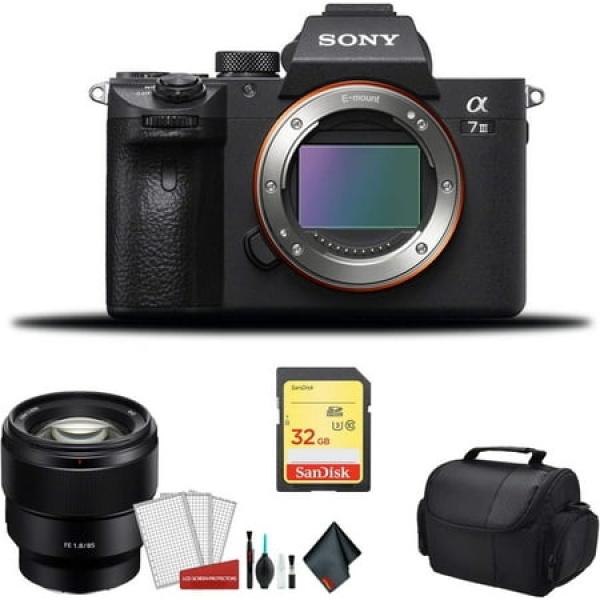 Sony Alpha a7 III Full Frame Mirrorless Digital Camera with Sony FE 85mm f/1.8 Lens & More - Bundle Kit