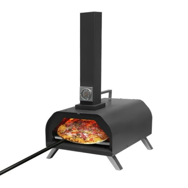 Wood Fired Outdoor Pizza Oven Portable Stainless Steel Wood Pellet Pizza Oven with Built-in Thermometer for Camping Outside Backyard Kitchen