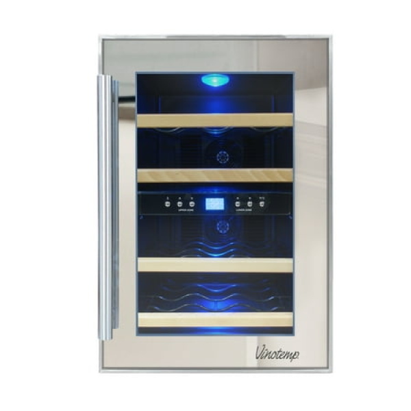 12-Bottle Dual-Zone Thermoelectric Mirrored Wine Cooler