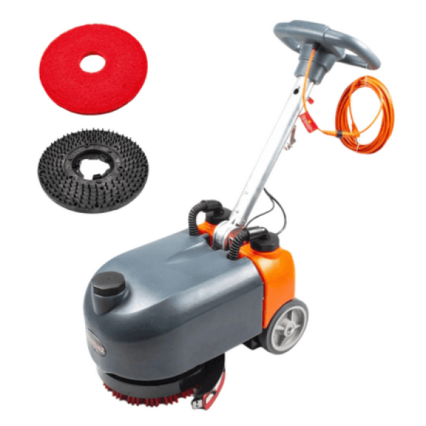 14" Walk Behind Floor Scrubber Dryer Machine for Commercial Use 26 ft Cord Offers Uninterrupted Power Supply | RT15AC